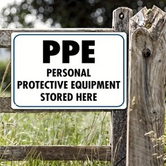 Metal PPE Storage Sign 8×12 Inches Unframed