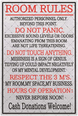 Metal Room Sign – Rules Signs Home Decor Wall Art 12X8 Inches