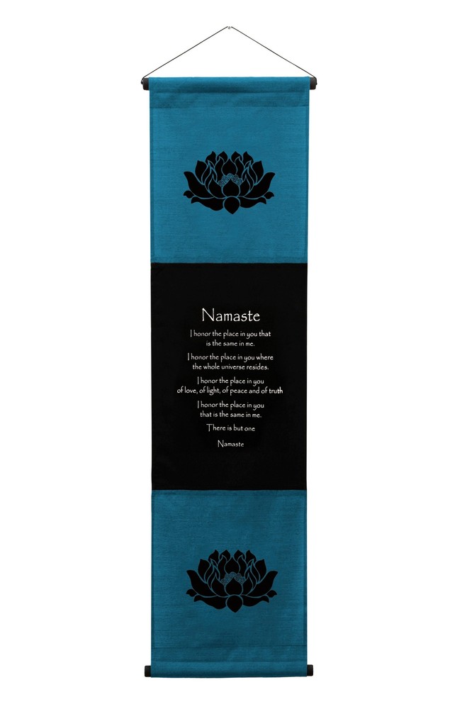 Inspirational Quote Wall Scroll Tapestry «Namaste» Motivational Yoga Banner Art