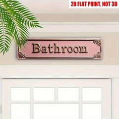 Bathroom Metal Signs Cute Wall Decor for Door Waterproof Home Office Shop 4×16in