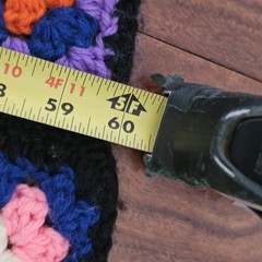 VTG Black Granny Square Couch Sofa Afghan Blanket Throw Rainbow 36 X 60″