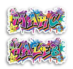 Custom Vinyl Name Sticker Decal, Personalized Anime Graffiti Style, Aesthetic