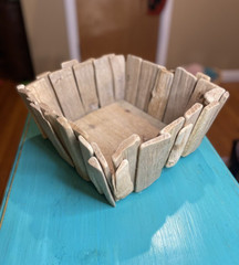 Driftwood square basket container / Coastal Decor / Driftwood