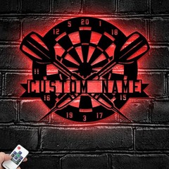 Personalized Dartboard Dart Metal Sign With LED, Custom Dart Gamer Name Decor
