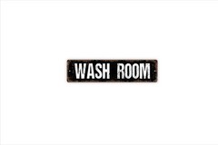Wash Room Sign | Metal Washroom Wall Sign for Public Restroom Laundry Utility