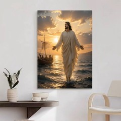 Jesus Christ Walking On Water Canvas Art Religious Wall Decor Custom Photo Gift