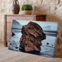 Large, Rugged Rock Formation Dominates The Center Of The Wall Art Canvas Print