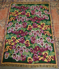 100% Cotton Pansies Woven Blanket Tapestry, 50″ x 70″