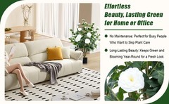 Artificial Camellia Tree 2 Pack 42″ Faux Camellia Plant in Pot with 32 Blooming
