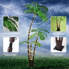 Artificial Palm Tree 6FT Outdoor w/8 Modes for Christmas Decor Home Patio Party