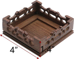Traditional Craft Wooden Base Wood Display Stand Oriental Square Shape Pedestal