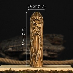 Wooden Odin Figurine Hand Carved Norse Viking God Altar Decor Birthday Gift 15cm