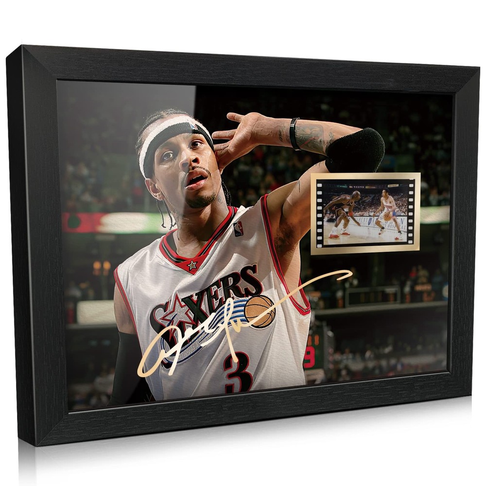 Signed Basketball Player Allen Ezail Iverson Poster Framed Photo Gift 8×6 Inc…