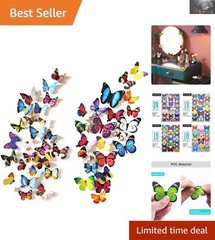 Vibrant 80Pcs Butterfly Wall Decals – Removable, Waterproof, and Reusable Art