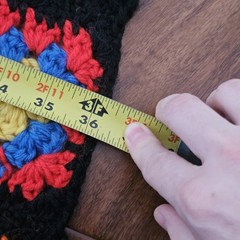 VTG Black Granny Square Couch Sofa Afghan Blanket Throw Rainbow 36 X 60″