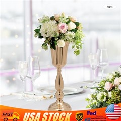 10 PCS DIY Golden Metal Wedding Flower Trumpet Vase Tabletop Centerpieces Decor