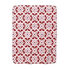 Red Floral Geometric Sherpa Blanket | Cozy Fleece Throw