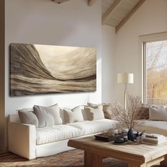 Brown Wall Decor Abstract Wall Art Gold Line Painting Living Room Wall Decoratio