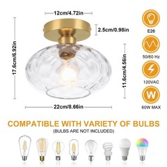 WILON Semi Flush Mount Ceiling Light – Modern Gold Kitchen Lighting Fixtures …
