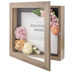 11×11 Tan Shadow Box Frame Wall Tabletop 2 In Deep Front Opening Memory Box Art