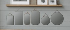 Various Velvet Edged Wall Mirrors, Multicolor, Set of 6