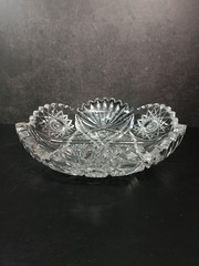 Antique American Brilliant Period Crystal Cut Sunburst Glass Bowl