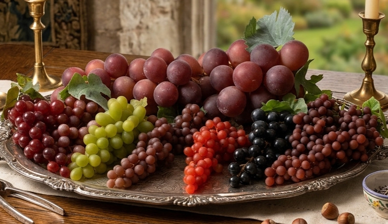 Artificial Grapes Faux Rubber Fruit Berries Decor Mixed Lot of 9 Clusters