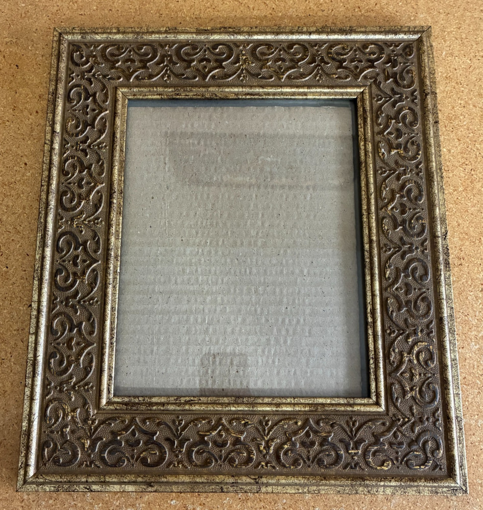VTG Gold Brown Ornate Wood Picture Frame 15 x 13 Traditional Scroll Detail