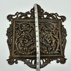 Vintage Solid Brass Wall Door Mail Paper Holder Bronze Gothic Victorian Ornate