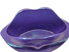 Handmade Cement Lips Planter Purple Cosmic Makeup Brush Holder Goth Decor