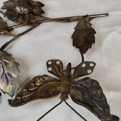Vintage 1978 Brass Copper Metal Butterfly Wall Art George Good MCM HW Regency