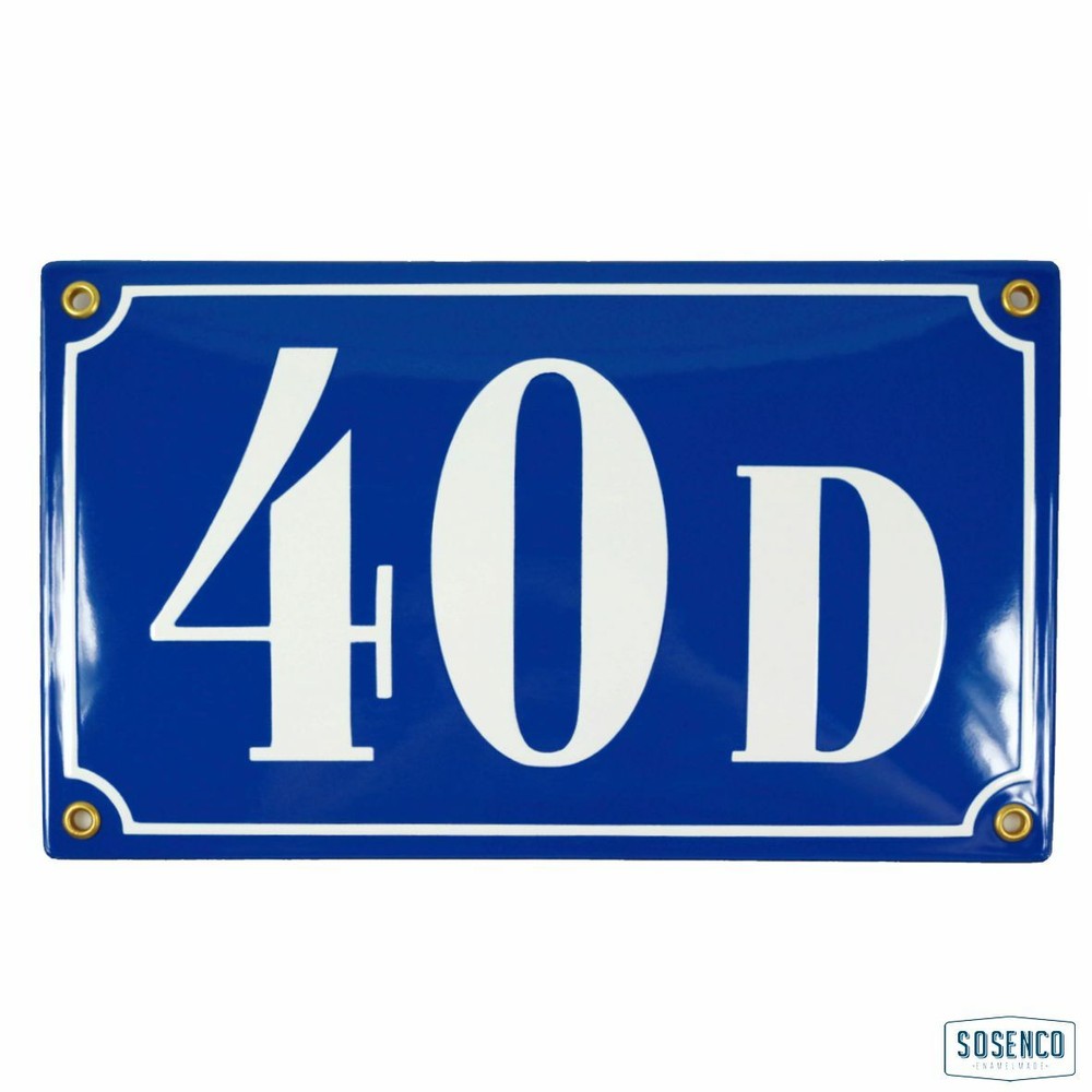 Porcelain address plaque 5.9×9.8″ customisable handmade enamel house number sign
