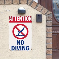 «Caution – No Diving» Rectangular Iron Sign
