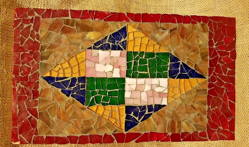 Hand Made Mosaic Geometric Design Plaque 12″ x 7″