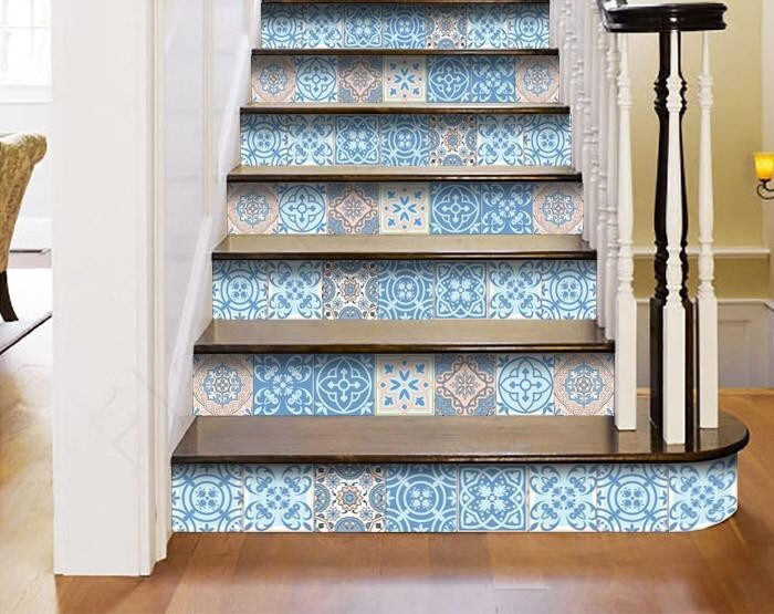 4″ X 4″ Ocean Blue Mosaic Peel And Stick Removable Tiles