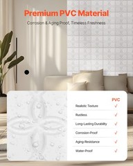 33 Pack White 3D Wall Panels Decorative PVC Tiles 11.8″ X 11.81″ Floral Design
