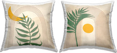 Boho Palms Moon & Sun 18×18 Indoor Throw Pillow – Beige Decor Accent