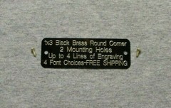 1×3 Custom Engraved Round Corner Black Brass Plate 2 Mtg. Holes Plaque Trophy