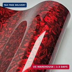 LZLRUN Forged Gloss Carbon Fiber Red Vinyl Wrap Roll Air Release Sticker Sheet F
