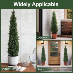 2pcs 3ft Artificial Cedar Topiary Tree Plant UV Home Decor Indoor Outdoor