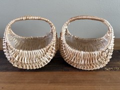 Set of two Farmhouse Woven Wicker Baskets w/ sturdy Handles and Liners