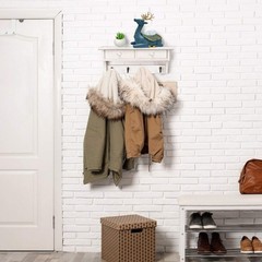 Emfogo Coat Hooks Wall Mounted, Rustic Wood Coat Rack Wall Mount Shelf with H…