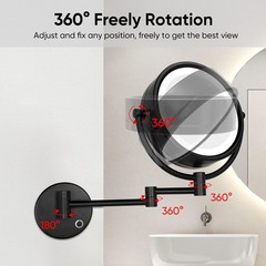 Wall Mounted Hardwired Makeup Mirror W/ 3 Tones LED Lights 10x Magnifying Mirror