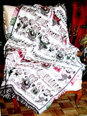 NEW 46″ x 60″ Easy Care «CHRISTMAS MICE» Sears Natural Cotton AFGHAN COLLECTION