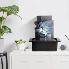 Zen Water Fountain with LED Lights – Relaxing Indoor Feature