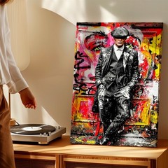 Wall Art Gangster Man Portrait Graffiti Canvas Print Colorful Street Poster