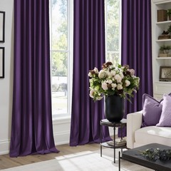 Purple Room Darkening Velvet Curtains, 84 inch Long, Living Room Back Tab & Rod