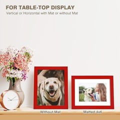 6×8 Picture Frame, Red Solid Wood Frame with Acrylic Plexiglass for Pictures …
