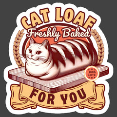 Cat Sticker Vinyl Decal Cat Loaf Freshly Baked Cute Bread Kitty Funny
