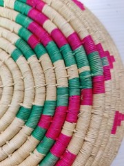 Southwest Style Ceremony Basket 11″ Round Star Floral See Pictures